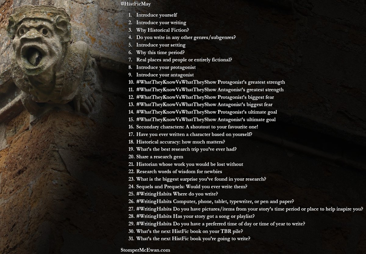 #HistFicMay Day 31

Thank you so much to everyone who joined in this month - #HistoricalFiction writers are the best!

Hopefully, I'll finally get Poisoned Pilgrimage finished, and pluck up the courage to actually publish another #HistFic book... time will tell 🤞