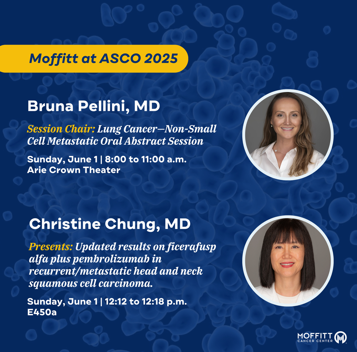 Moffitt Cancer Center (@moffittnews) on Twitter photo Tomorrow at #ASCO25: Join two of Moffitt’s leading experts—Bruna Pellini, MD, (<a href="/BrunaPellini/">Bruna Pellini, MD</a>), as she chairs a key session on metastatic non-small cell lung cancer, and Christine Chung, MD, as she presents new findings on head and neck squamous cell carcinoma.
Follow Tomorrow at #ASCO25: Join two of Moffitt’s leading experts—Bruna Pellini, MD, (<a href="/BrunaPellini/">Bruna Pellini, MD</a>), as she chairs a key session on metastatic non-small cell lung cancer, and Christine Chung, MD, as she presents new findings on head and neck squamous cell carcinoma.
Follow