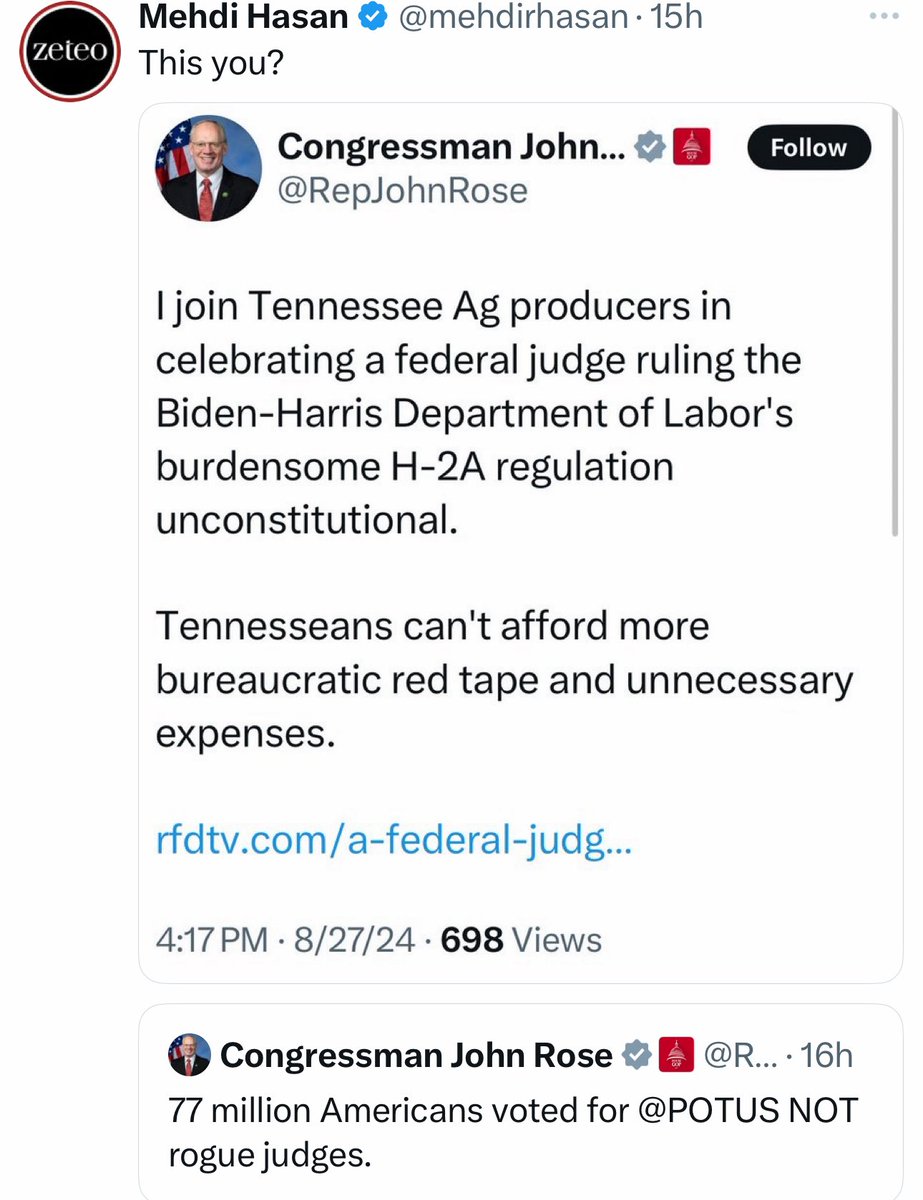 The Tennessee Holler (@thetnholler) on Twitter photo We are very here for <a href="/mehdirhasan/">Mehdi Hasan</a> calling out <a href="/RepJohnRose/">Congressman John Rose</a>’s latest blatant hypocrisy 🔥 We are very here for <a href="/mehdirhasan/">Mehdi Hasan</a> calling out <a href="/RepJohnRose/">Congressman John Rose</a>’s latest blatant hypocrisy 🔥