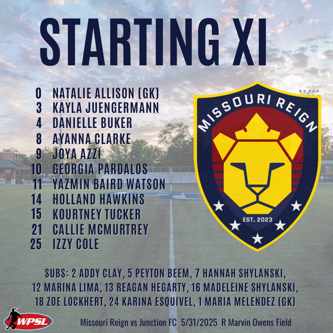 Starting XI for tonight’s home opener!

Kickoff in 30 minutes! 
 
#makeitREIGN