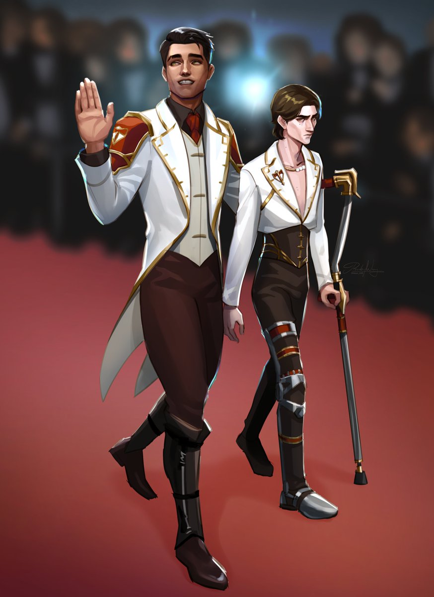 An illustration I drew for a friend’s fic.
Viktor isn’t unhappy — he’s just so nervous he could throw up, so he’s trying to manage his expression😂😂😂😂

#jayvik