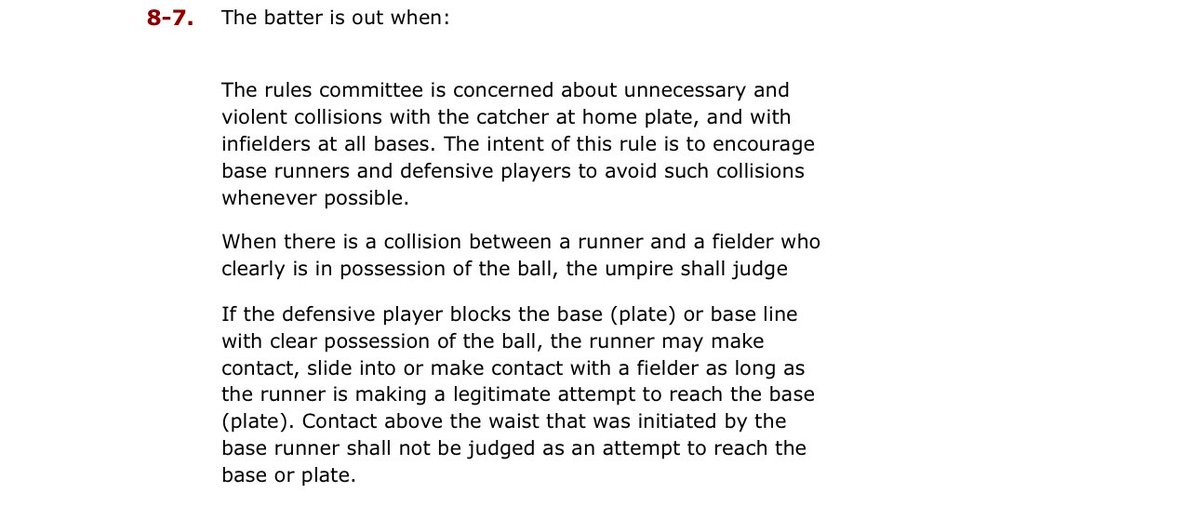 securitron_eth's tweet photo. @Jared_Mack7 OMG just read rule 8-7 and it only applies when the catcher has the fucking ball!!!! https://t.co/1XXZHGgm30