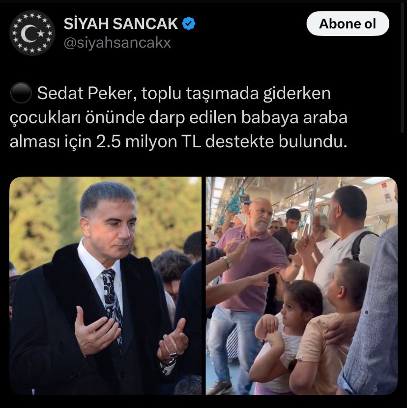 Kıymetlimiz REİS SEDAT PEKER’in Öyle Bir Yüreği Var ki, O Yürek Başka Bir Babanın Çocuklarına Daha DAĞ Oldu, KALE Oldu.

Dünya Bir Kez Daha Görsün ki,
REİS SEDAT PEKER, Bir Milletin Onur Mücadelesinin Adalet Savaşçısıdır.

Kıymetli REİSİM @Sedat_Peker 👑
#SedatPEKER