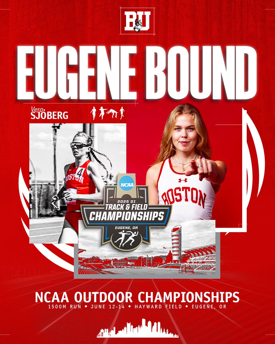 BU Track & Field / Cross Country (@terriertfxc) on Twitter photo THIS SJO'S HEADED TO EUGENE!!
Vera qualifies for the <a href="/NCAATrackField/">NCAA Track & Field</a> Championships in the 1500m with a 4:07.39 time!
#GoBU THIS SJO'S HEADED TO EUGENE!!
Vera qualifies for the <a href="/NCAATrackField/">NCAA Track & Field</a> Championships in the 1500m with a 4:07.39 time!
#GoBU