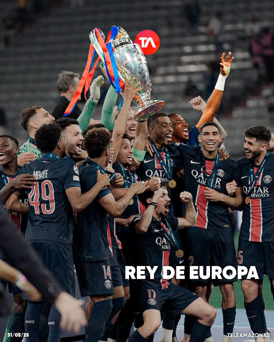 teleamazonasec's tweet photo. 🏆 ¡Willian Pacho es rey de Europa! 💪🏿🇪🇨

El PSG levanta por primera vez la tan soñada Champions League... ¡y lo hace con un ecuatoriano como leyenda! 🇪🇨💫 https://t.co/eOHyu8VOrZ https://t.co/BxJINIFaC4