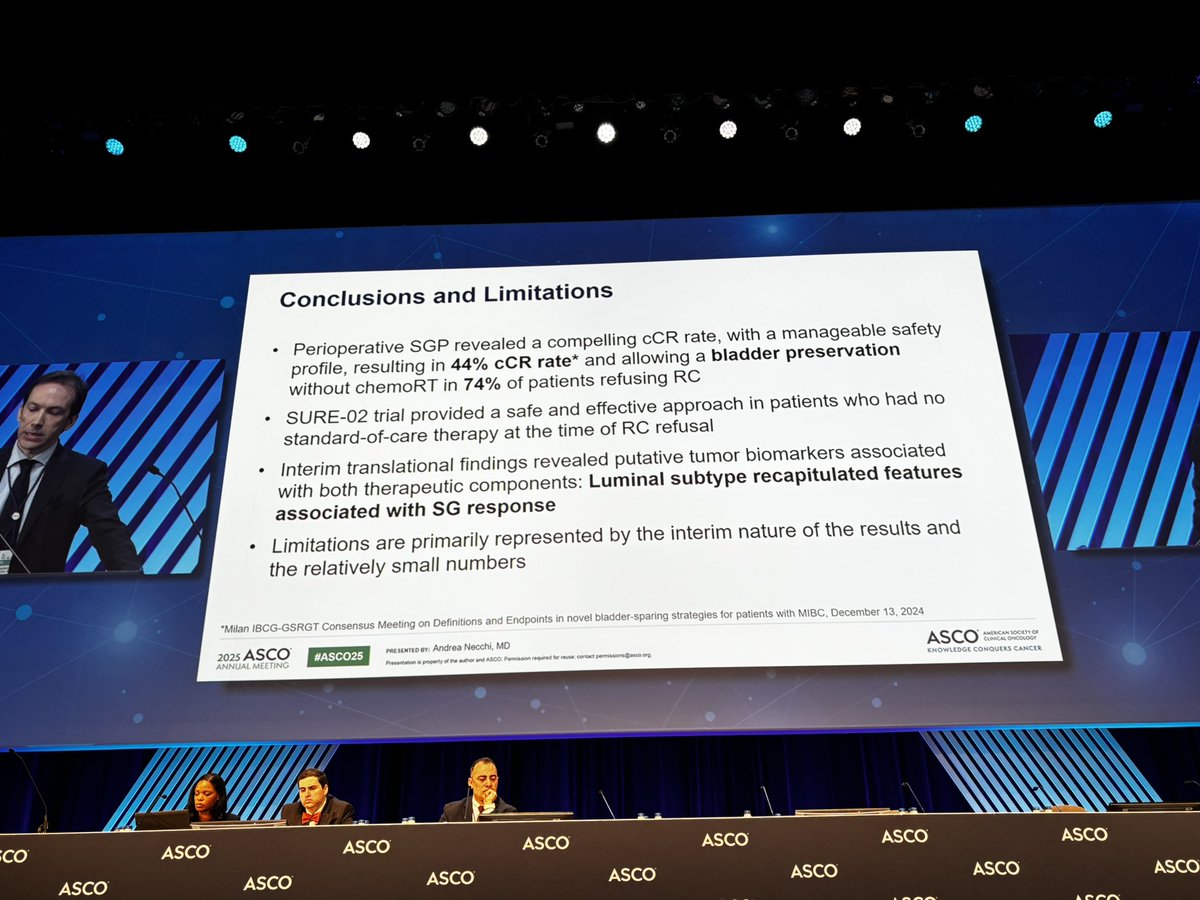 CMercinelli's tweet image. My mentor @AndreaNecchi delivered a brilliant presentation today at #ASCO2025 ➡️ 44% cCR in MIBC with SG+P combination in #SURE2 trial ➡️promising biomarker results that could guide future therapeutic choices
⭐️So proud to be part of this wonderful team @SanRaffaeleMI #GUoncology