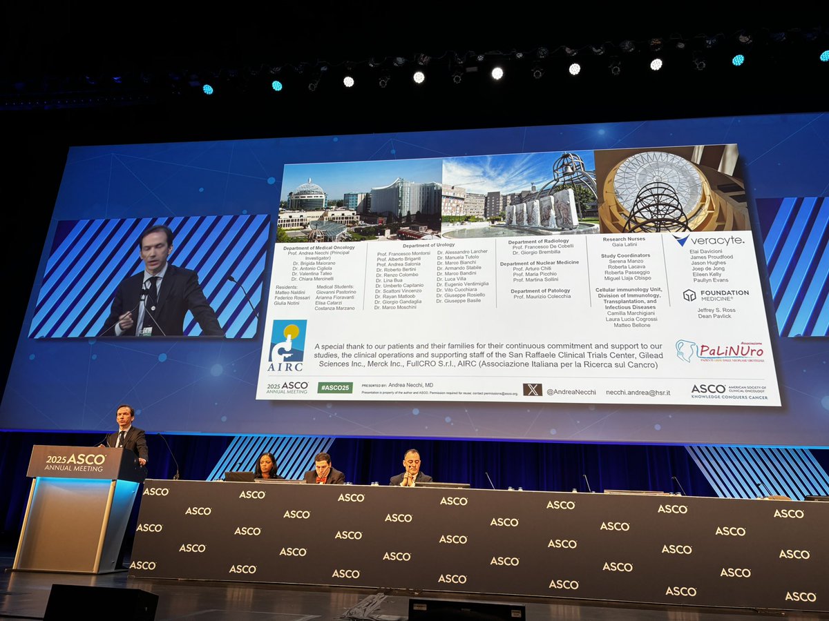 Chiara Mercinelli (@cmercinelli) on Twitter photo My mentor <a href="/AndreaNecchi/">Andrea Necchi</a> delivered a brilliant presentation today at #ASCO2025 ➡️ 44% cCR in MIBC with SG+P combination in #SURE2 trial ➡️promising biomarker results that could guide future therapeutic choices
⭐️So proud to be part of this wonderful team <a href="/SanRaffaeleMI/">Ospedale San Raffaele</a> #GUoncology My mentor <a href="/AndreaNecchi/">Andrea Necchi</a> delivered a brilliant presentation today at #ASCO2025 ➡️ 44% cCR in MIBC with SG+P combination in #SURE2 trial ➡️promising biomarker results that could guide future therapeutic choices
⭐️So proud to be part of this wonderful team <a href="/SanRaffaeleMI/">Ospedale San Raffaele</a> #GUoncology