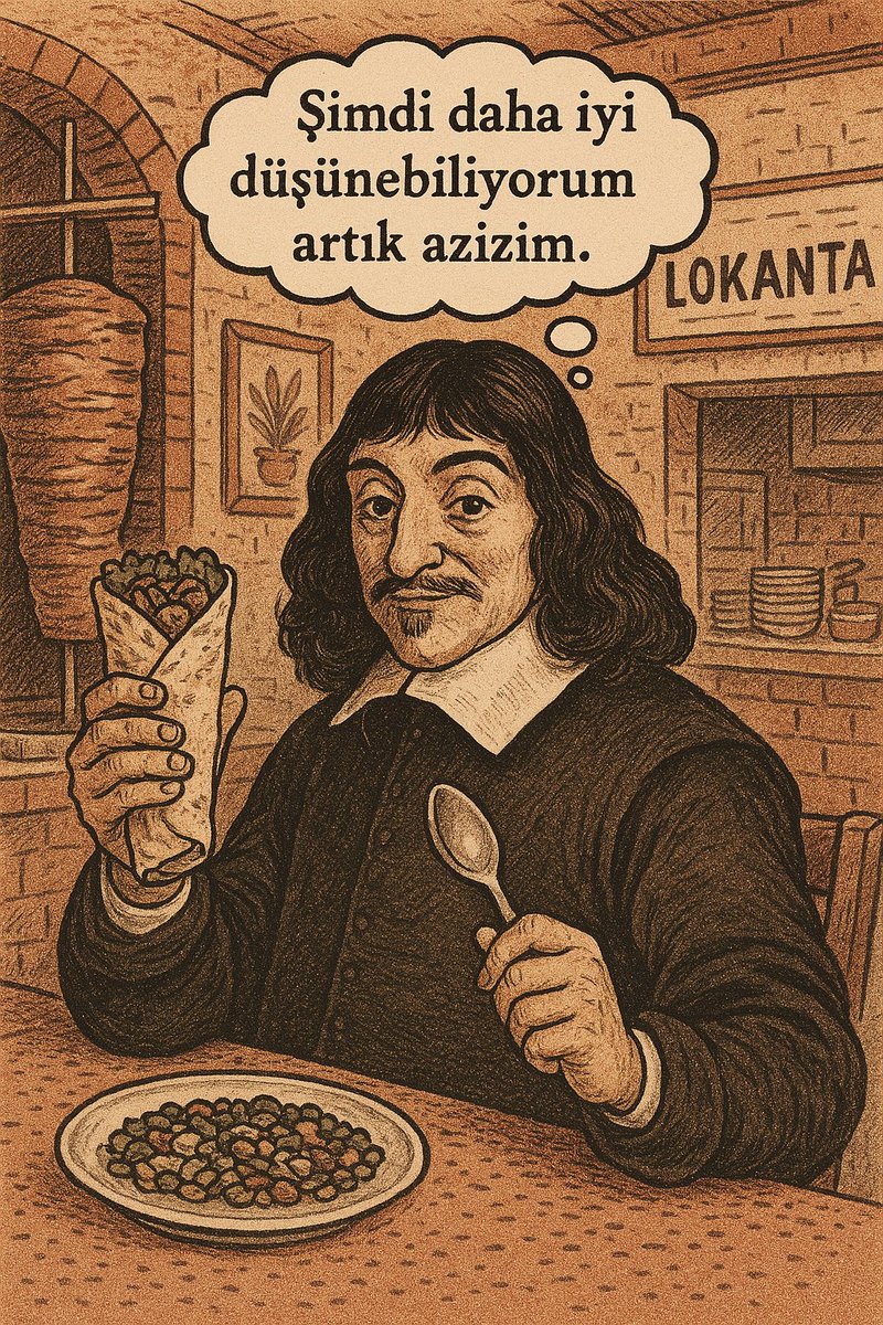 Önce dürüm-tarhana, sonra düşünce. Descartes bile bunu söylüyor.😁