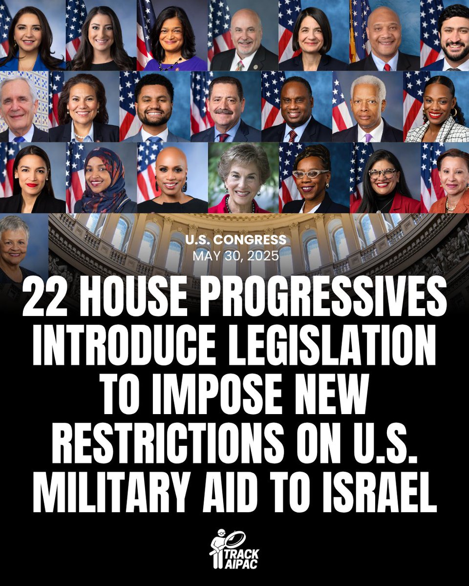 22 House Democrats led by Rep. <a href="/DeliaRamirezIL/">Delia Ramirez</a> have introduced legislation to impose new restrictions on U.S. military aid to Israel.

Members co-sponsoring:
Jacobs
Jayapal
Pocan
Balint
Carson
Casar
Doggett
Escobar
Frost
Garcia (IL)
Jackson (IL)
Johnson (GA)
Lee (PA)