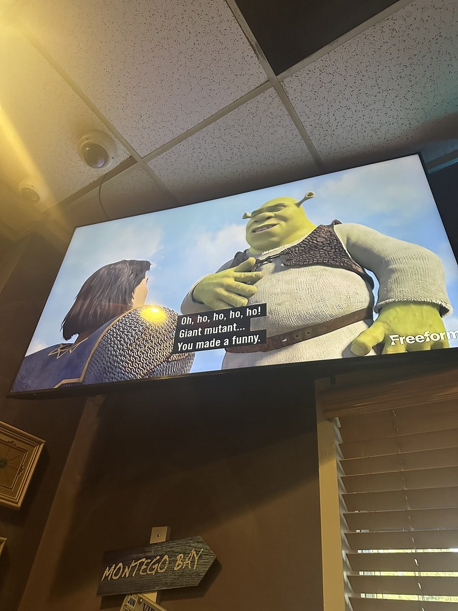 They’re playing Shrek at the bar