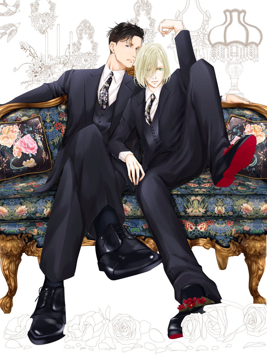 おはようございます🐻🐯

お久しぶりです！
とりあえず、人物と同位置にあるものを色塗り終わりました⭐️
このソファの色を中心にしながら、他の小物をちんまり色塗り進めます！

クッションのベースの色でもすごい悩んだのでした！