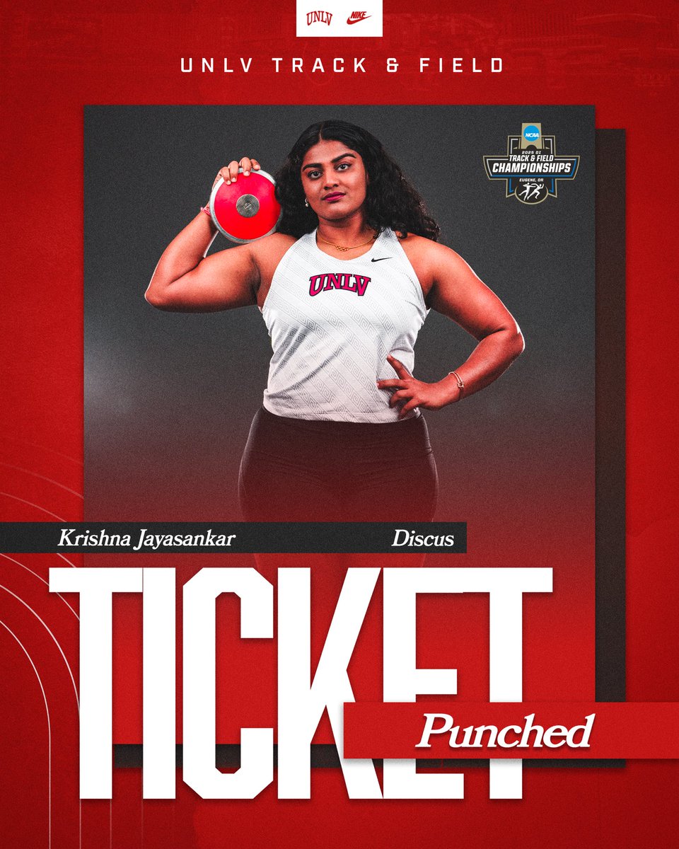 UNLV Track & Field/Cross Country (@unlvtfxc) on Twitter photo ποΈ π§πππππ§ π£π¨π‘ππππ ποΈ
Krishna Jayasankar is headed to the <a href="/NCAATrackField/">NCAA Track & Field</a> Outdoor Championships with her 7οΈβ£th place finish (1st in Flight 1) in the discus π€©
#BrickByπ§± #BEaREBEL ποΈ π§πππππ§ π£π¨π‘ππππ ποΈ
Krishna Jayasankar is headed to the <a href="/NCAATrackField/">NCAA Track & Field</a> Outdoor Championships with her 7οΈβ£th place finish (1st in Flight 1) in the discus π€©
#BrickByπ§± #BEaREBEL