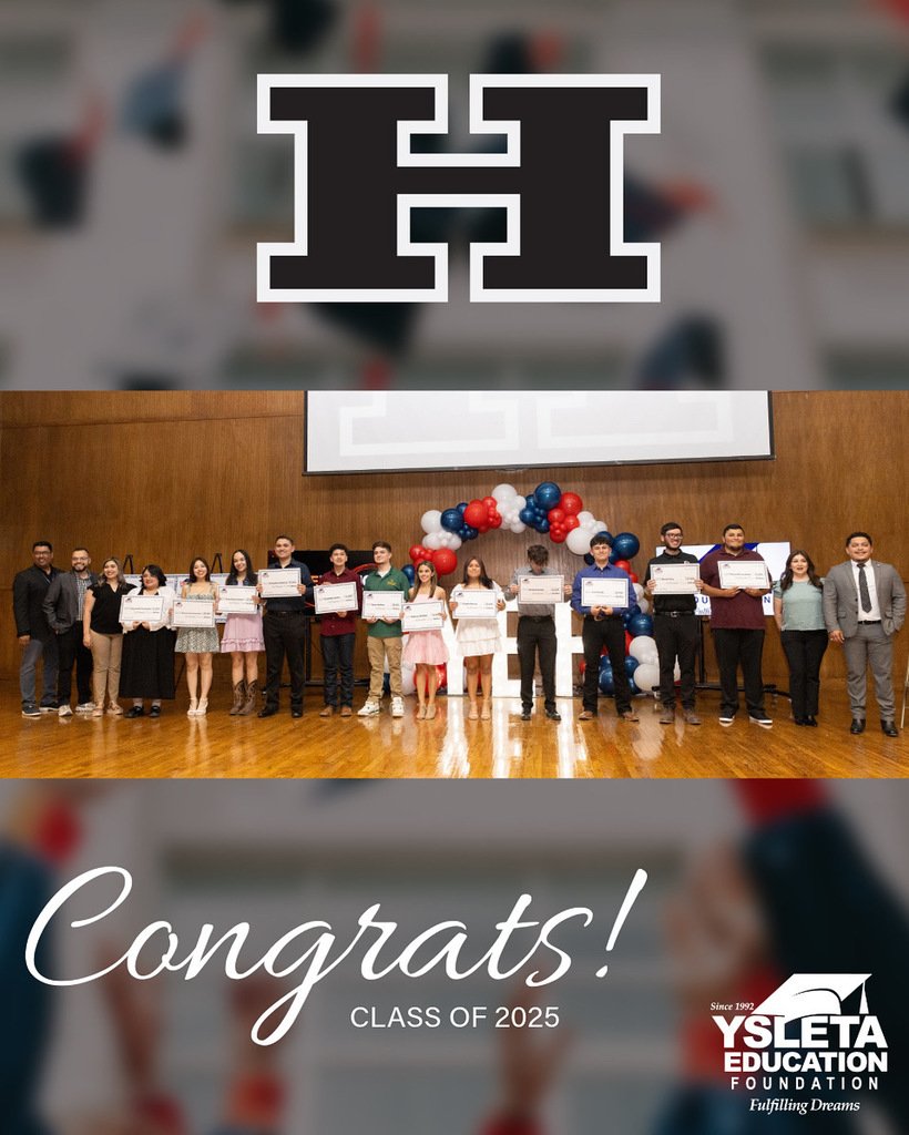 Ysleta Education Foundation (YEF) (@yef4education) on Twitter photo π Congrats to the <a href="/JMHanksHigh/">J.M. Hanks High School</a> Class of 2025! Your hard work has paid off, and weβre so proud of you!
Special shoutout to our amazing scholarship recipientsβyour dedication inspires us all. Hereβs to bright futures and bold dreams! π<a href="/YsletaISD/">Ysleta ISD</a> #FulfillingDreams π Congrats to the <a href="/JMHanksHigh/">J.M. Hanks High School</a> Class of 2025! Your hard work has paid off, and weβre so proud of you!
Special shoutout to our amazing scholarship recipientsβyour dedication inspires us all. Hereβs to bright futures and bold dreams! π<a href="/YsletaISD/">Ysleta ISD</a> #FulfillingDreams