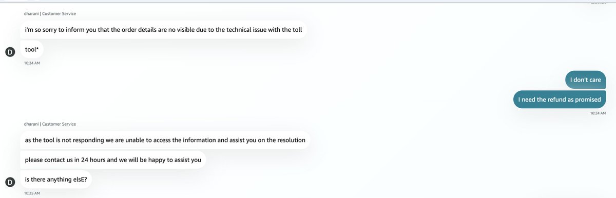 roshantulsani's tweet photo. Hi @AmazonSG, Order #250-1364741-9640658
Service provided by your agents is pathetic

Chats - Ms. Anjali promised a refund by May 31, Mr. Dharani Kumar claimed system issues (screenshots) &amp; didn't offer callback

Call - Agent Franko abruptly disconnected my call with no callback https://t.co/0k4kX2BmOD