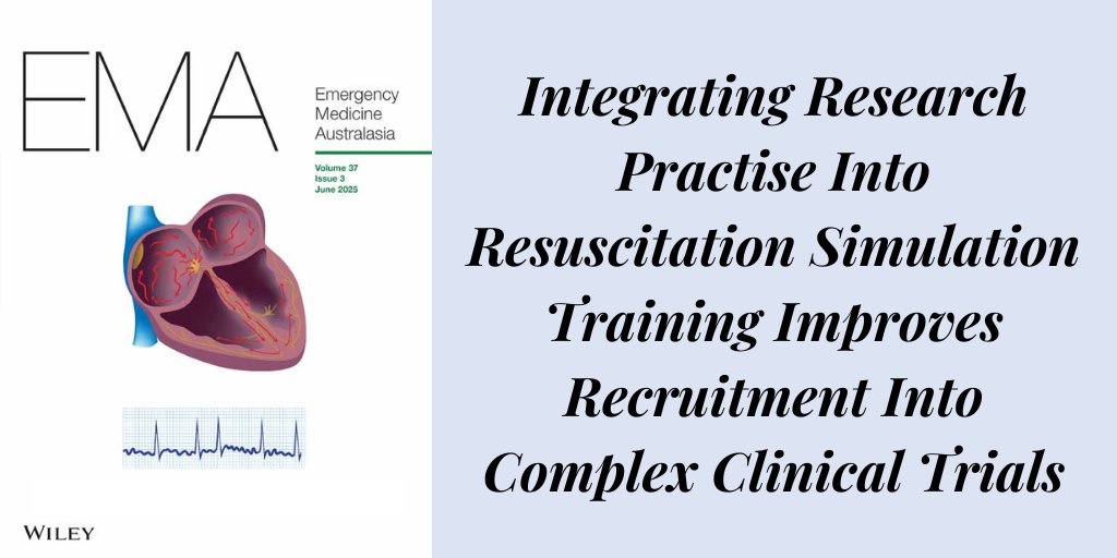 EMA Journal (@emajournal) on Twitter photo Using simulation to practise enrolment into a complex clinical trial
doi.org/10.1111/1742-6…
<a href="/FEISTY_RCT/">FEISTY_RCT</a>
<a href="/WinearlsJ/">James Winearls</a> <a href="/WileyHealth/">Wiley Clinical Health</a> <a href="/acemonline/">ACEM</a> Using simulation to practise enrolment into a complex clinical trial
doi.org/10.1111/1742-6…
<a href="/FEISTY_RCT/">FEISTY_RCT</a>
<a href="/WinearlsJ/">James Winearls</a> <a href="/WileyHealth/">Wiley Clinical Health</a> <a href="/acemonline/">ACEM</a>