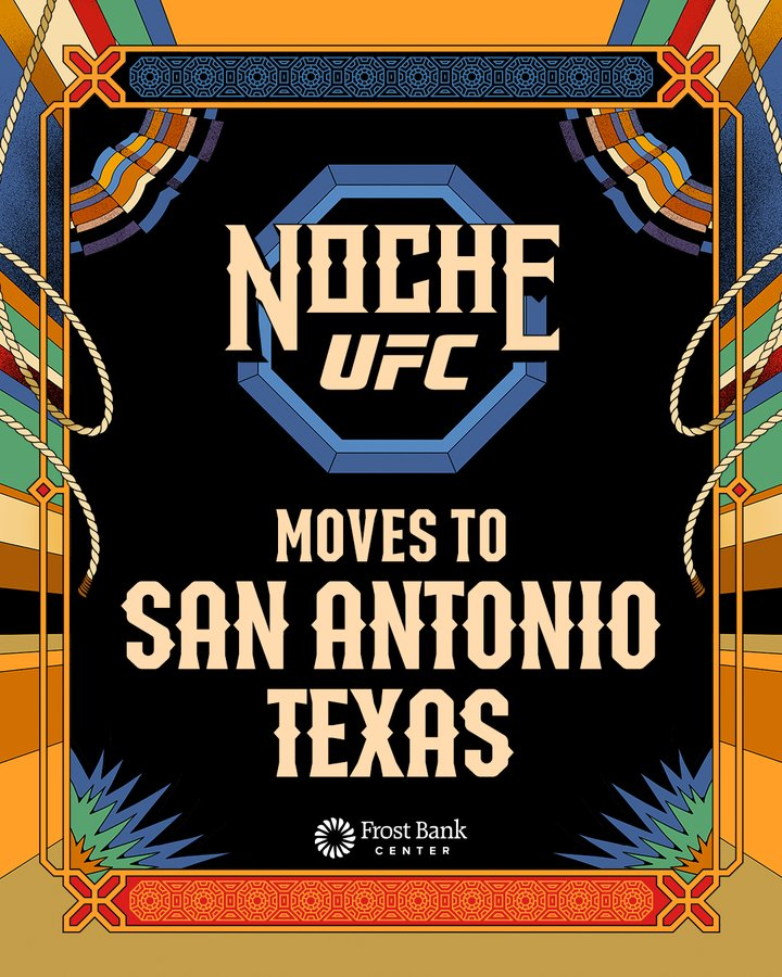 UFChisme's tweet photo. Texas será el anfitrión de #NocheUFC porque no hay nada más mexibroder que San Antonio. 

#UFC #MMA #UFChisme @ufc https://t.co/kDJPs9WLPK