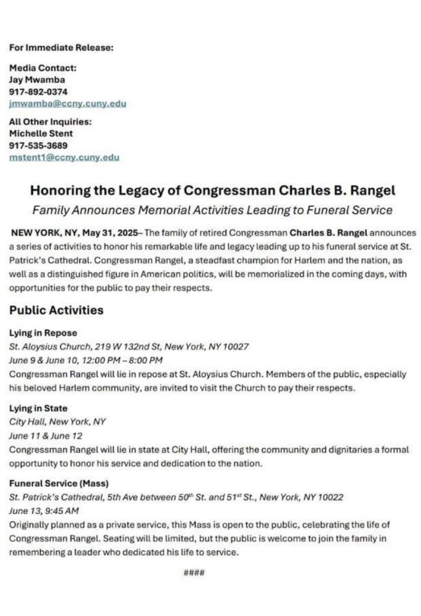 Arrangements for Charles Rangel