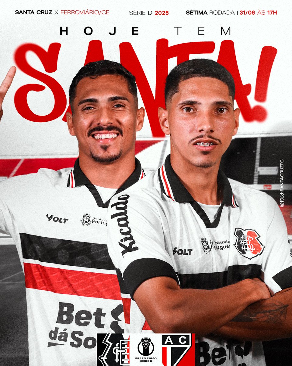 SantaCruzFC's tweet photo. HOOOOOOOOOJE TEEEEEEEM SAAAAAAAAANTAAAAAAAAAAAAAAAA! 🐍⚫️⚪️🔴

⚽️| Santa Cruz 🆚 Ferroviário 
🏆| Série D
⌚️| 17h
🏟️| Arruda https://t.co/lcjkimOtEF