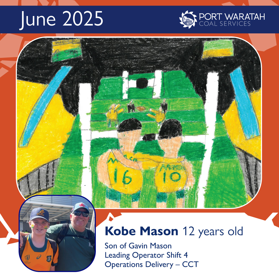 We're excited to share this month's vibrant Work To Live calendar drawing by 12-year-old Kobe, the talented son of Port Waratah employee, Gavin Mason! Kobe has a passion for footy, and we couldn't agree more that it's a fantastic winter sport to enjoy. Way to go, Kobe!