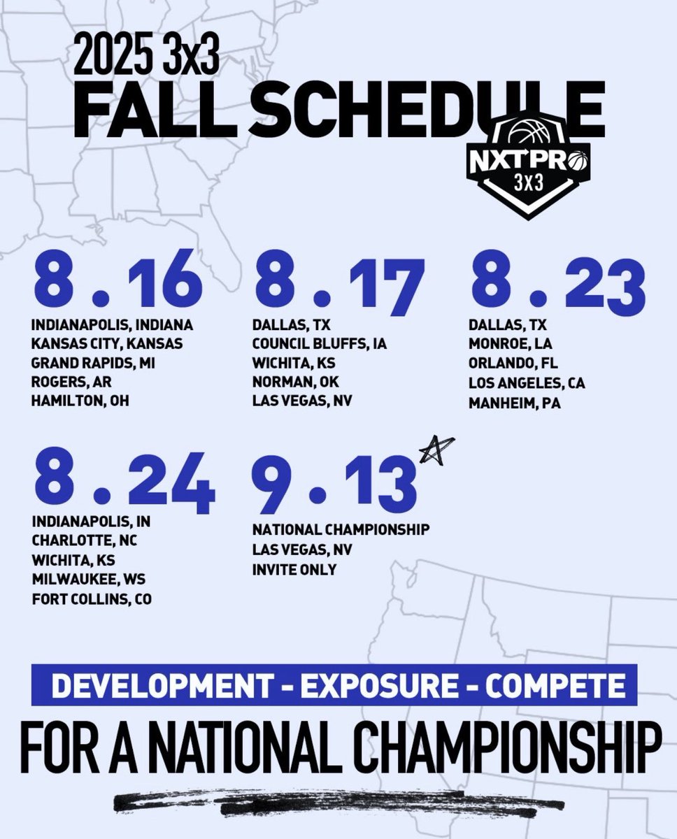 NXTPRO 3x3 is coming this Fall! Pick a location and register your team now for a chance to compete for a National Championship #NXTPROAthlete