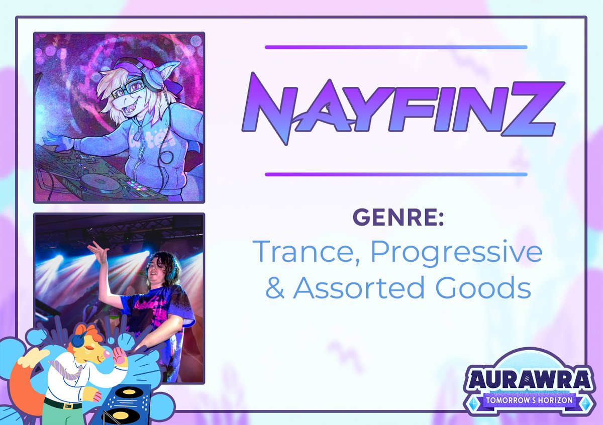 Announcing another of Aurawra’s Year 4 DJ’s 

Get ready to be transported and shake your tails, paws &amp; fins… with 🦈 <a href="/NAYFINZ/">nayf.in💙🦈 🔜Aurawra</a> 🦈
His set filled with trance, progressive &amp; assorted goods for our listening enjoyment.

More to come!