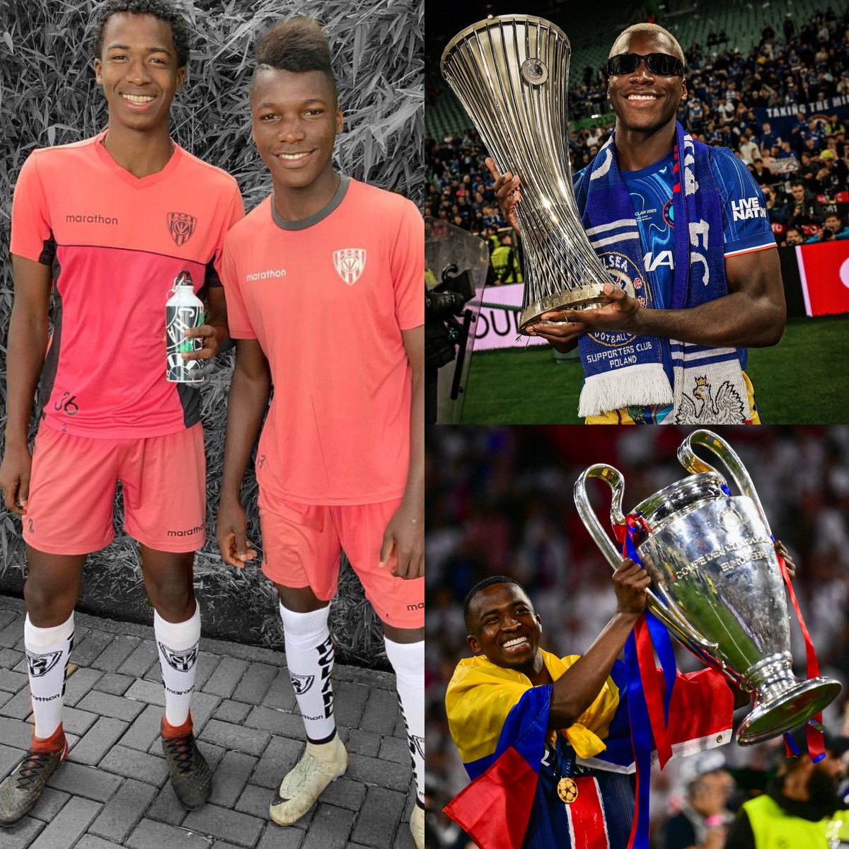 A la izquierda. Dos chicos, dos amigos, en la categoría Sub 20 de Independiente del Valle que soñaban con debutar y vivir del fútbol.

A la derecha. Los mismos chicos, esta misma semana, ambos siendo campeones de Europa con sus equipos. Moisés Caicedo y William Pacho. Vivan los