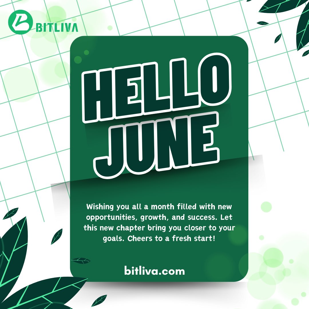 usebitliva's tweet photo. HAPPY NEW MONTH
#bitliva #Crypto #Cryptocurrency #Bitcoin #june https://t.co/ZUd20BUaqE