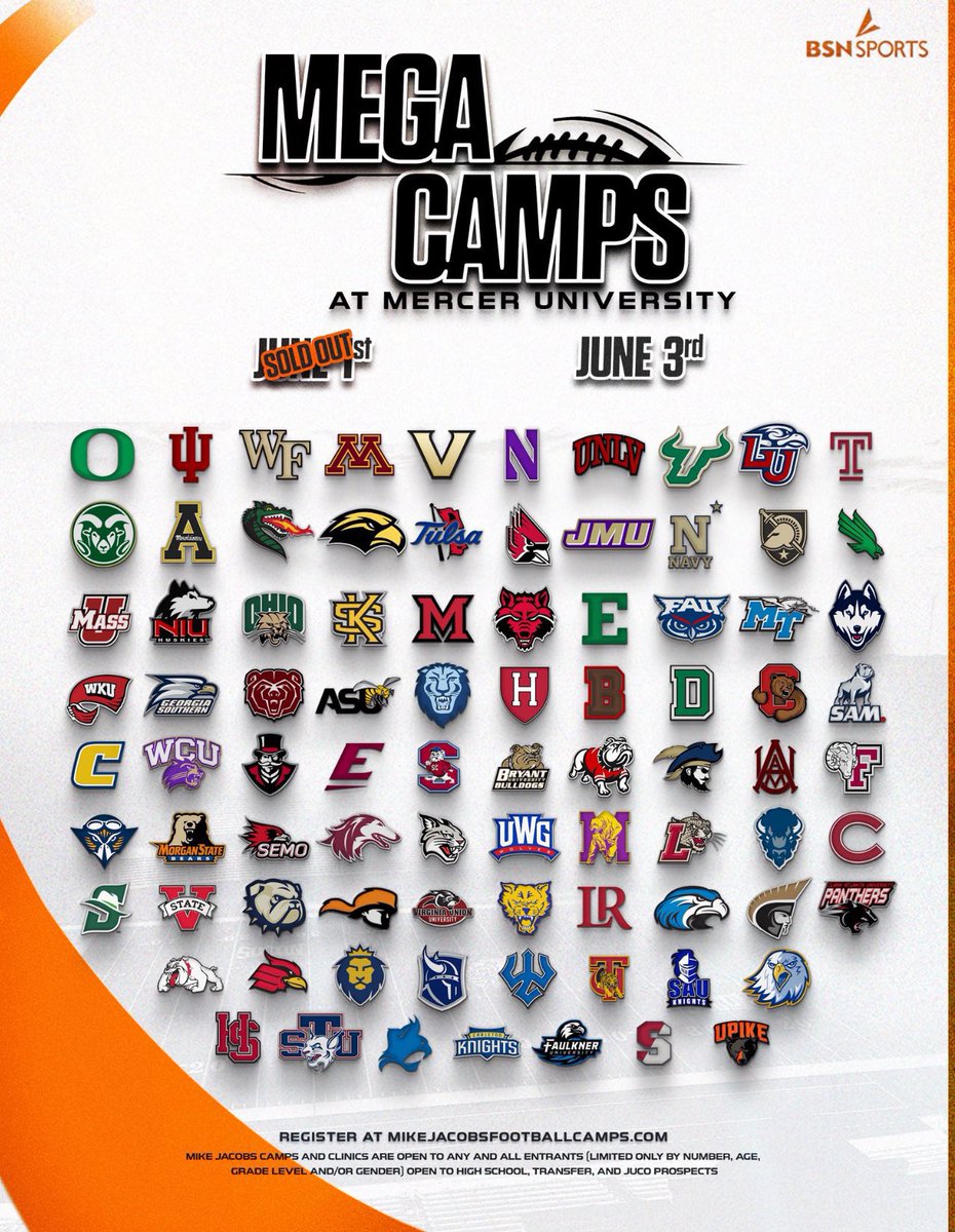 I will be attending the  Mercer Mega Camp on June 1st!!
<a href="/_CoachVega/">Chris Vega</a> <a href="/coachLong95/">Jimmy Long</a> <a href="/MercerFootball/">Mercer Football</a>