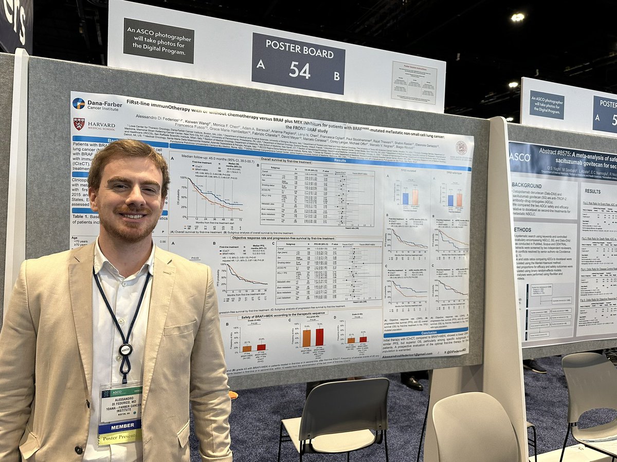 Biagio Ricciuti, MD, PhD (@bricciutimd) on Twitter photo <a href="/DiFedericoMD/">Alessandro Di Federico</a> presenting our collaborative study on 1st line BRAF/MEKi vs. #ICI for mNSCLC at #ASCO2025.
⬆️ OS with #ICI particularly in pts w/ PDL1 >1%, h/ tobacco use & TP53m. <a href="/ASCO/">ASCO</a> <a href="/MarceloCorassa/">Marcelo Corassa, MD.</a> <a href="/mvnegrao/">Marcelo Negrao</a> <a href="/DanaFarber/">Dana-Farber</a> <a href="/MDAndersonNews/">MD Anderson Cancer Center</a> <a href="/MSKCancerCenter/">Memorial Sloan Kettering Cancer Center</a> <a href="/DiFedericoMD/">Alessandro Di Federico</a> presenting our collaborative study on 1st line BRAF/MEKi vs. #ICI for mNSCLC at #ASCO2025.
⬆️ OS with #ICI particularly in pts w/ PDL1 >1%, h/ tobacco use & TP53m. <a href="/ASCO/">ASCO</a> <a href="/MarceloCorassa/">Marcelo Corassa, MD.</a> <a href="/mvnegrao/">Marcelo Negrao</a> <a href="/DanaFarber/">Dana-Farber</a> <a href="/MDAndersonNews/">MD Anderson Cancer Center</a> <a href="/MSKCancerCenter/">Memorial Sloan Kettering Cancer Center</a>