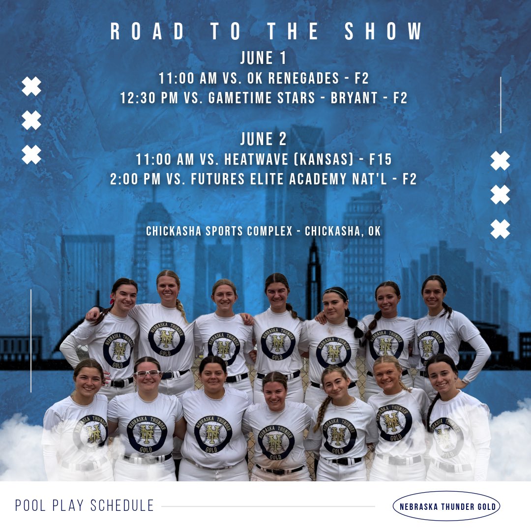 Down in Oklahoma for the weekend! 
📍Chickasha Sports Complex
🎥 GameChanger - Nebraska Thunder Gold 18u - Mayfield