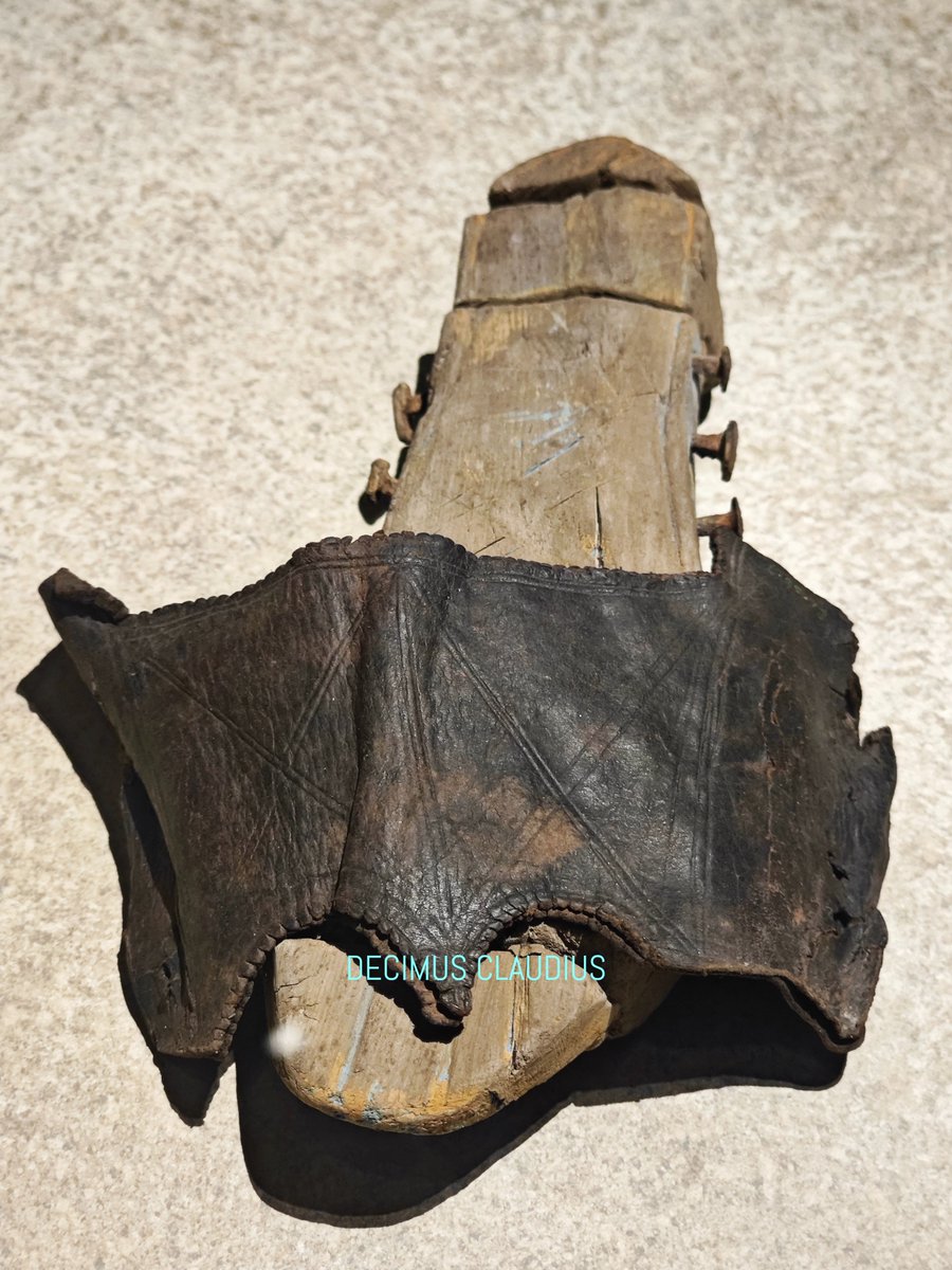 A Roman wooden sandal used in a bath house to keep the wear's feet dry and not too hot. This was found in the military fort of Vindolanda in northern England, close to Hadrian's Wall.