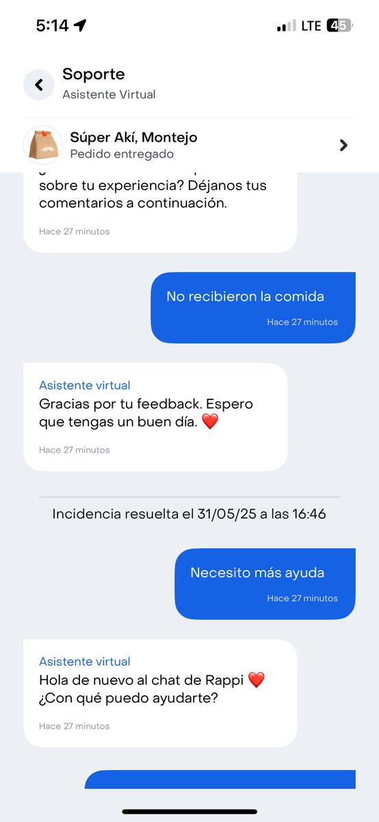 AleYaRu's tweet photo. @RappiMexico 

Hoy hice un pedido de súper para dos adultos mayores vulnerables, que viven en el centro de Mérida. No es la primera vez que les envío comida. 

Sin embargo, los víveres jamás fueron entregados. El repartidor mandó foto con la comida encima de su moto. A través del chat le escribí y cerró la conversación. Nunca me pidió el código. 

Escribí al chat de ayuda y me dicen que el sistema marca que está todo verificado. ¿Como es posible que no se demuestre la entrega y que afirmen que proporcione el código cuando no fue así?

Me perdieron como cliente. Estoy segura que el repartidor no entregó la comida. ¿Cómo puede el repartidor validar si no mencioné jamás el código?

Hoy día personas se quedaron sin comida.
No quiero me regresen dinero, quiero entreguen los víveres.