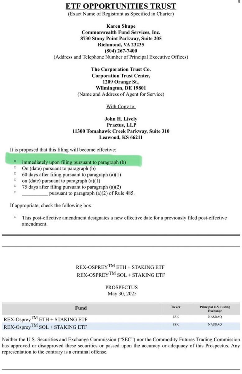 最近 $ETH 利好不断感觉要压不住了
1. 5月，Ethereum完成了“Pectra”的重大升级，该升级将每个验证者的最大质押额度从32 ETH提升至2048 ETH，旨在提高网络效率并简化大型质押者的操作。
2. SEC明确质押非证券属性：美国证券交易委员会（SEC）发布指导意见，明确表示“协议质押活动”不构成证券交易。
3.