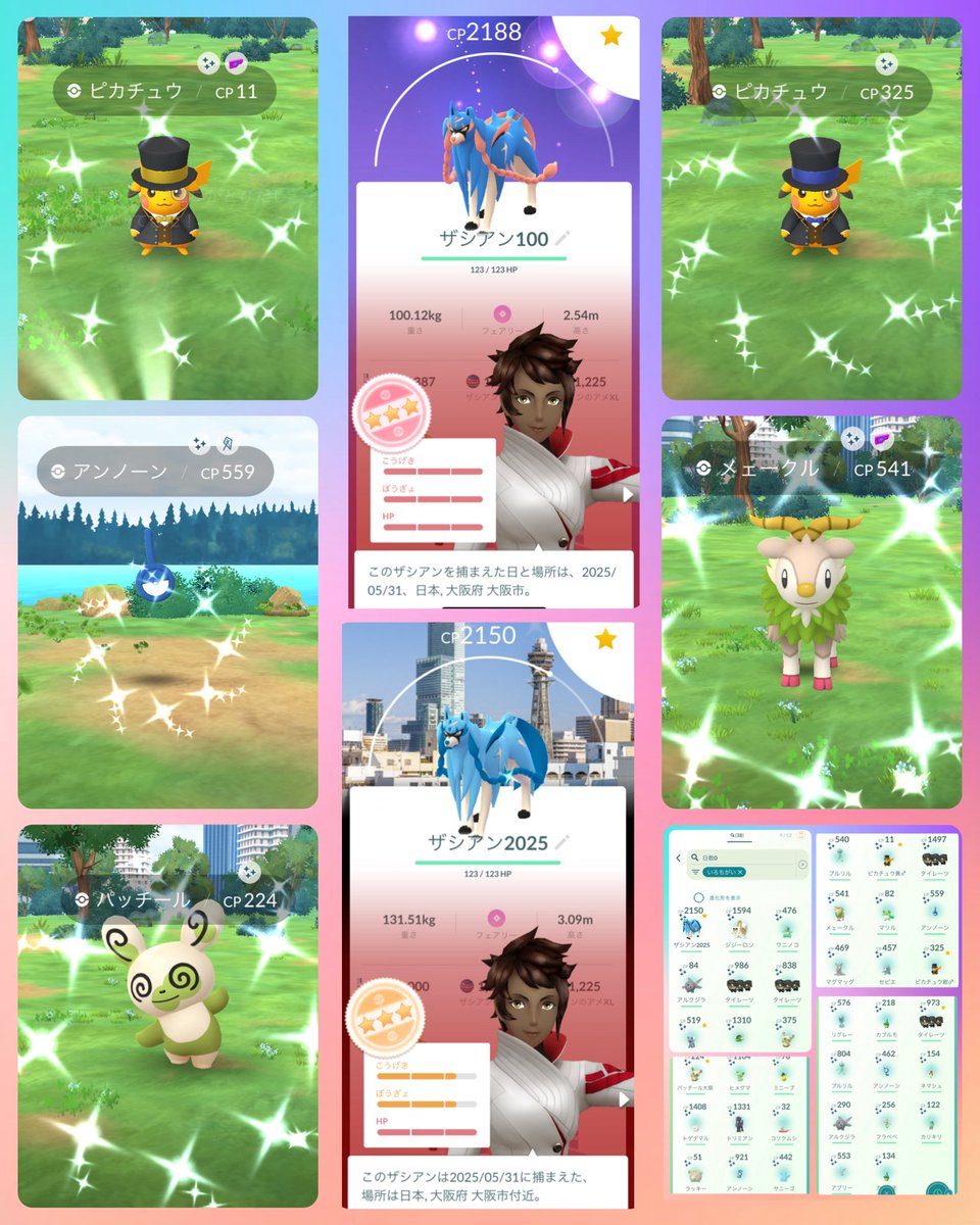 #PokemonGO 
⭐️GOﾌｪｽ2025大阪°•*⁀⭐️
☆参戦3日目5/31☆①
ｻﾞﾏｾﾞﾝﾀに続き
💯ｻﾞｼｱﾝ&amp;背景色違い🤩🙌✨
ほしかったﾊﾟｯﾁｰﾙも
GETできました❣️
ﾗｽﾄ1日楽しみます😁♬*.+゜