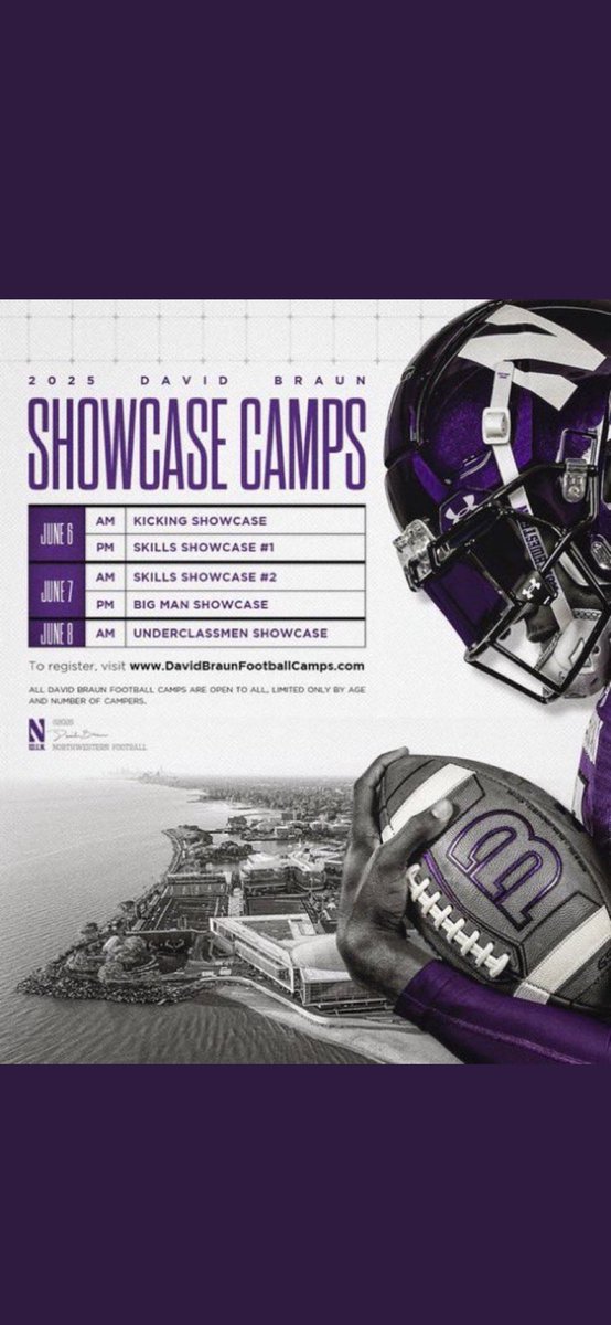 I will be attending North central college camp on June 4th and Northwestern on June 7th.