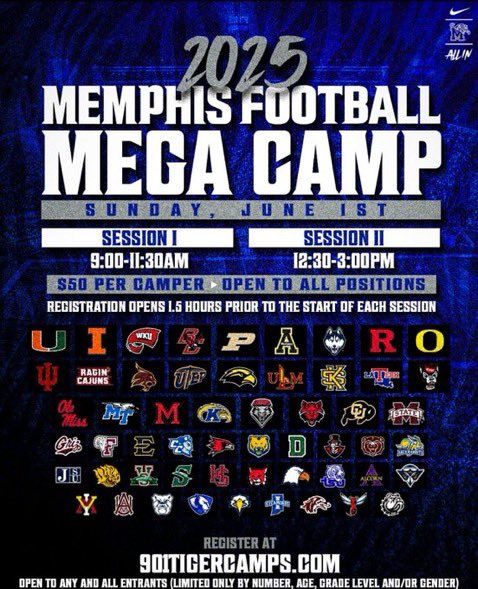 Brayden Hyde (@braydenhydee) on Twitter photo Coaches, I will be attending the Memphis Mega Camp June 1st! (Session 1). Ready to Compete!
<a href="/Coach_Ander5on/">Coach Anderson</a>
<a href="/martin_manson3/">Martin Manson Jr.</a> Coaches, I will be attending the Memphis Mega Camp June 1st! (Session 1). Ready to Compete!
<a href="/Coach_Ander5on/">Coach Anderson</a>
<a href="/martin_manson3/">Martin Manson Jr.</a>