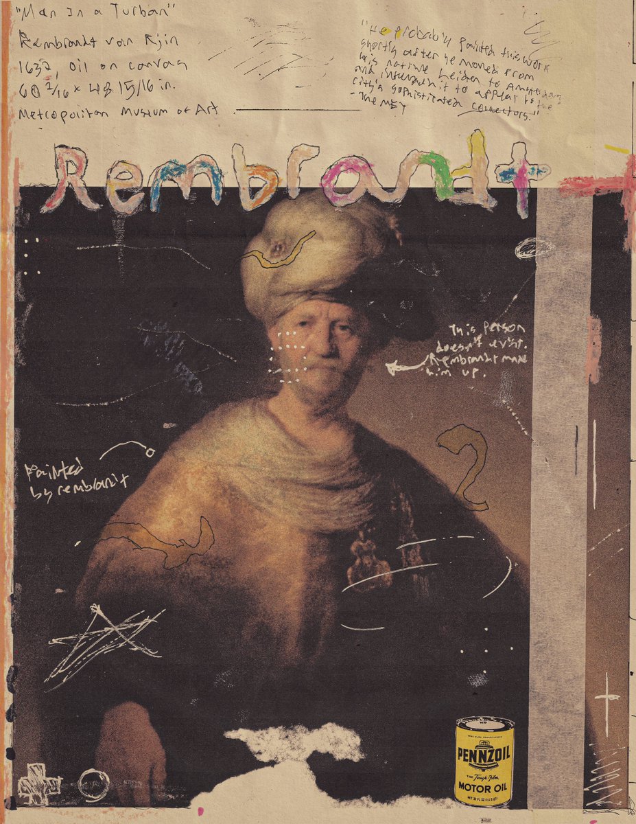 theomixedmedia's tweet image. man in a turban - rembrandt