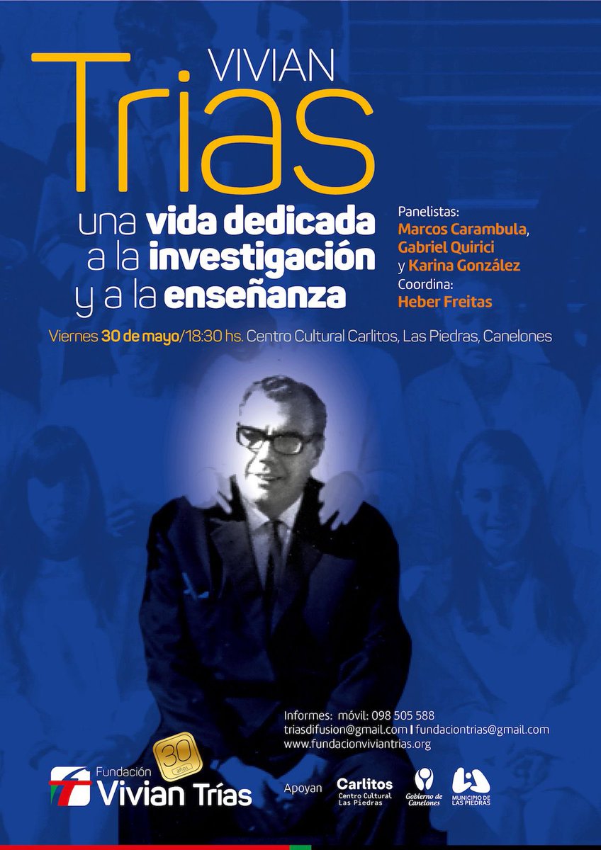 Honor y río del tiempo:

30/5 fecha Trías en Las Piedras y el gran Marcos Carambula tuvo la generosidad de homenajear a mi abuelo el “Pocho” Franzi, discípulo y amigo de Vivian 🙌🏼❤️🇺🇾

Trías, profeterno de historia sí, al compartir mejor suerte con las y los de abajo