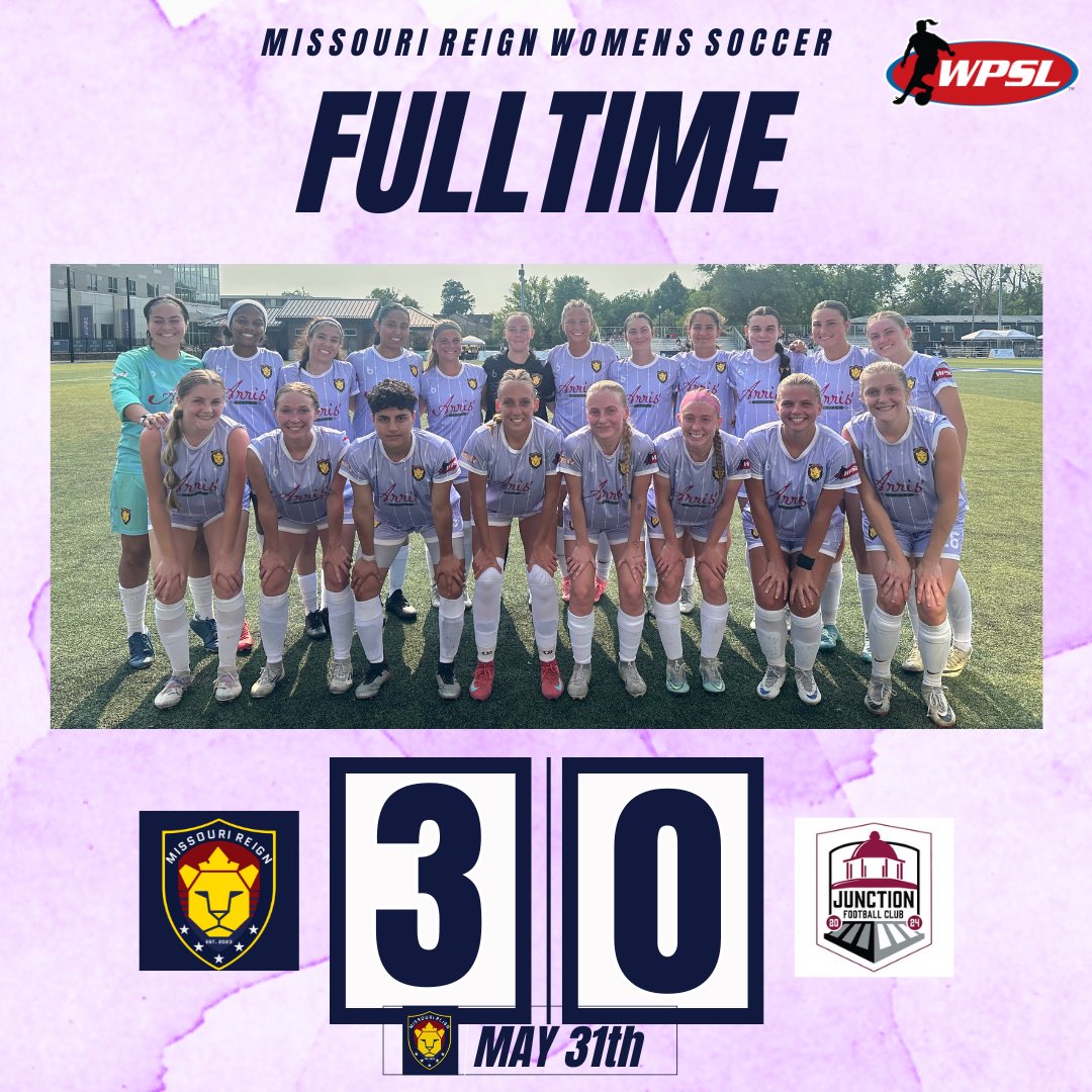 Missouri Reign gets their first win of the WPSL season over Junction City! 

Thanks to all our fans who came out to support us at our first home game of the 2025 season! #makeitREIGN