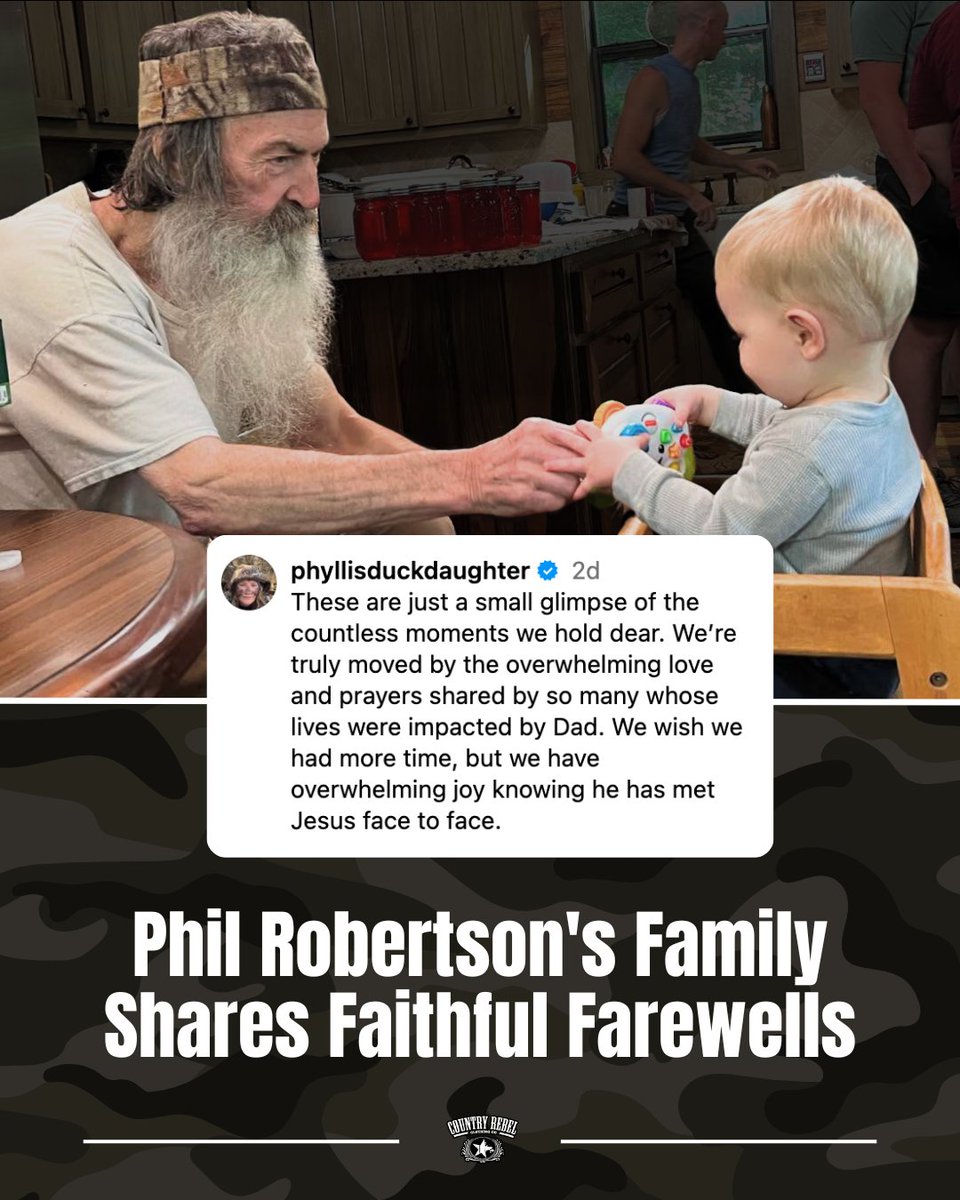 Phil Robertson passed away on May 25, resulting in a flood of heartfelt tributes from his loved ones, who've honored the "Duck Dynasty" star as a devoted family man and Christian 🦆 ❤️ &gt;&gt; go.countryrebel.com/PhilTributes