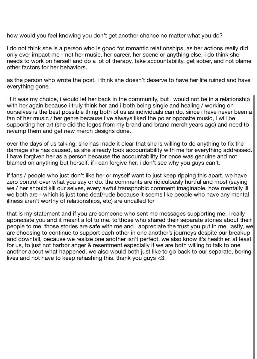 camuslovechild's tweet photo. My ex has asked me share her statement https://t.co/RigGimw4Yg