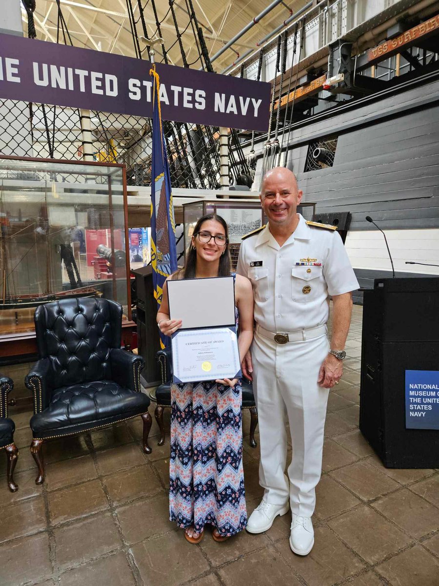 Congratulations to Great Mills grad (as of 2 days ago) and Gilliam award winner Aubrey  Williamson, who won a $2500 scholarship from the Naval Officers Spouses Club  (NOSC).  Here she is meeting with acting CNO Admiral Kilby.