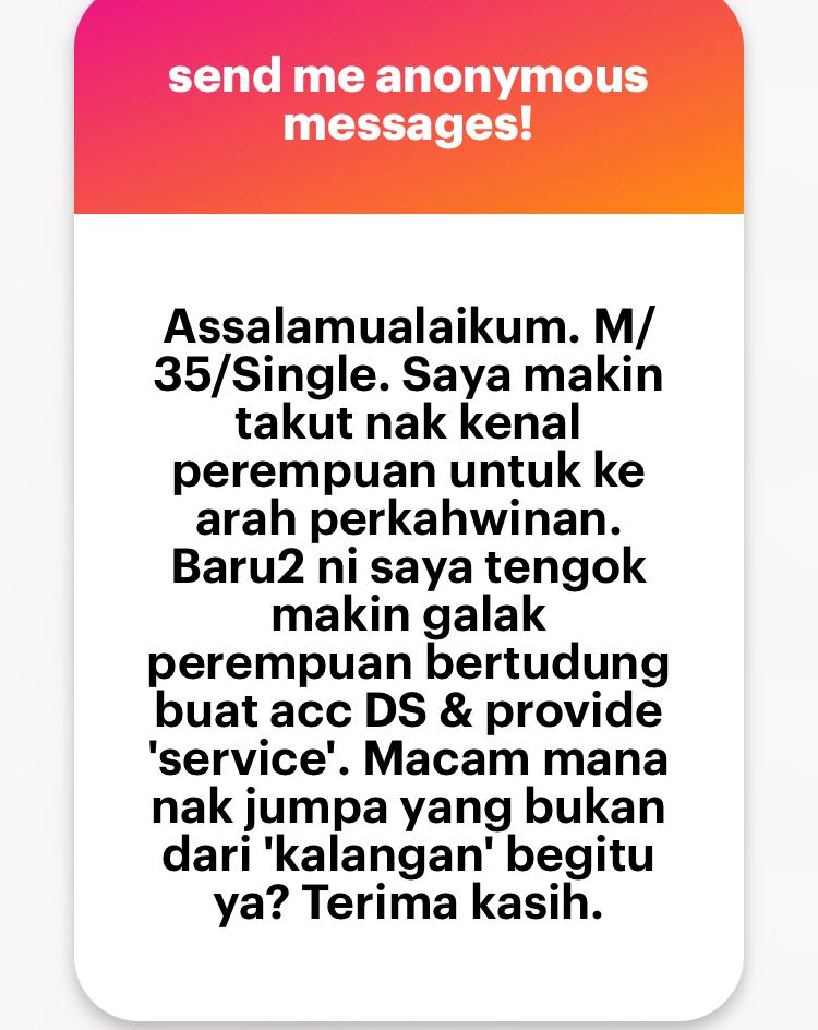 n_azzurajafri's tweet photo. Waalaikumussalam

Probability nak jumpa orang yang baik adalah kita mencari yang baik

Teringat kisah Buya Hamka bila orang cakap "Ya Allah, tak sangka ya ada pelacur di Makkah"

Buya Hamka kata "oh iya? Saya baru balik dari US. Di sana tiada pelacur"

Orang tu terkejut "tak mungkinlah. Kalau di Makkah pun ada, mesti di US lagi banyak"

Kata Buya, "kita mmg hanya akan menemukan apa yang kita cari. Kalau kita cari kebaikan, kejahatan dan jelik akan enggan datang dan bersembunyi"

Soalannya kepada tuan, macamana tuan boleh terjumpa akaun org bertudung litup tapi buat benda tak senonoh?