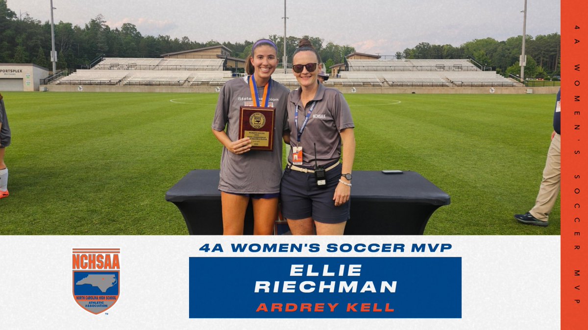 NCHSAA (@nchsaa) on Twitter photo Congratulations to the 4A Women’s Soccer MVP! ⚽
🏆Ellie Riechman, <a href="/AKSportsInfo/">Ardrey Kell Sports</a>
#NCHSAA Congratulations to the 4A Women’s Soccer MVP! ⚽
🏆Ellie Riechman, <a href="/AKSportsInfo/">Ardrey Kell Sports</a>
#NCHSAA