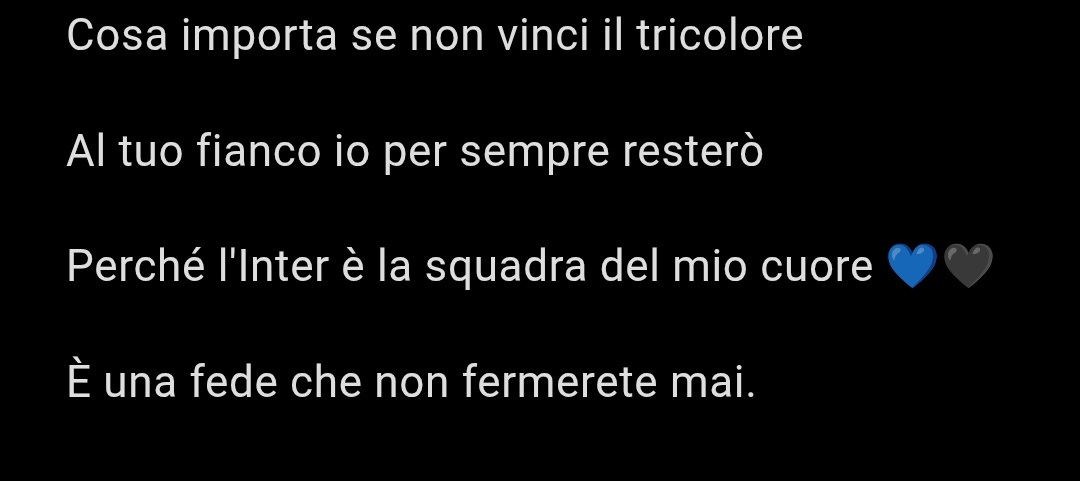 Per chi come me è cresciuto tifando l'Inter nella banter era sa che questa, per quanto bruci averla persa il questo modo, è solo una delle tante sconfitte. Fa male ma tocca farsene una ragione, comunque vada io te l'ho promesso da bambino...
