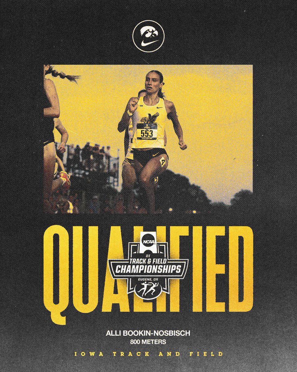 Alli is headed to Eugene with a new school record 👑

Women’s 800 Meters Quarterfinals:
4. Alli Bookin-Nosbisch - 2:01.70, Q, PR + 1st at Iowa

#Hawkeyes x #NCAATF