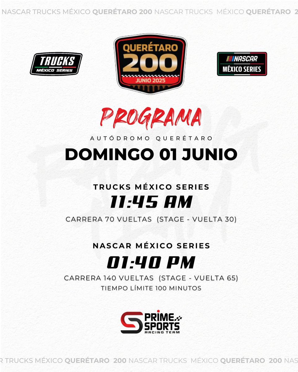 Aquí te compartimos el programa oficial para que planees tu día de carreras como todo un fanático del automovilismo. 

¿Listo para gritar desde las gradas o desde casa? 🙌🏼
💬 ¡Cuéntanos en los comentarios a quién apoyas mañana!

#Carreras #ParrillaDeSalida #PasiónPorLaVelocidad