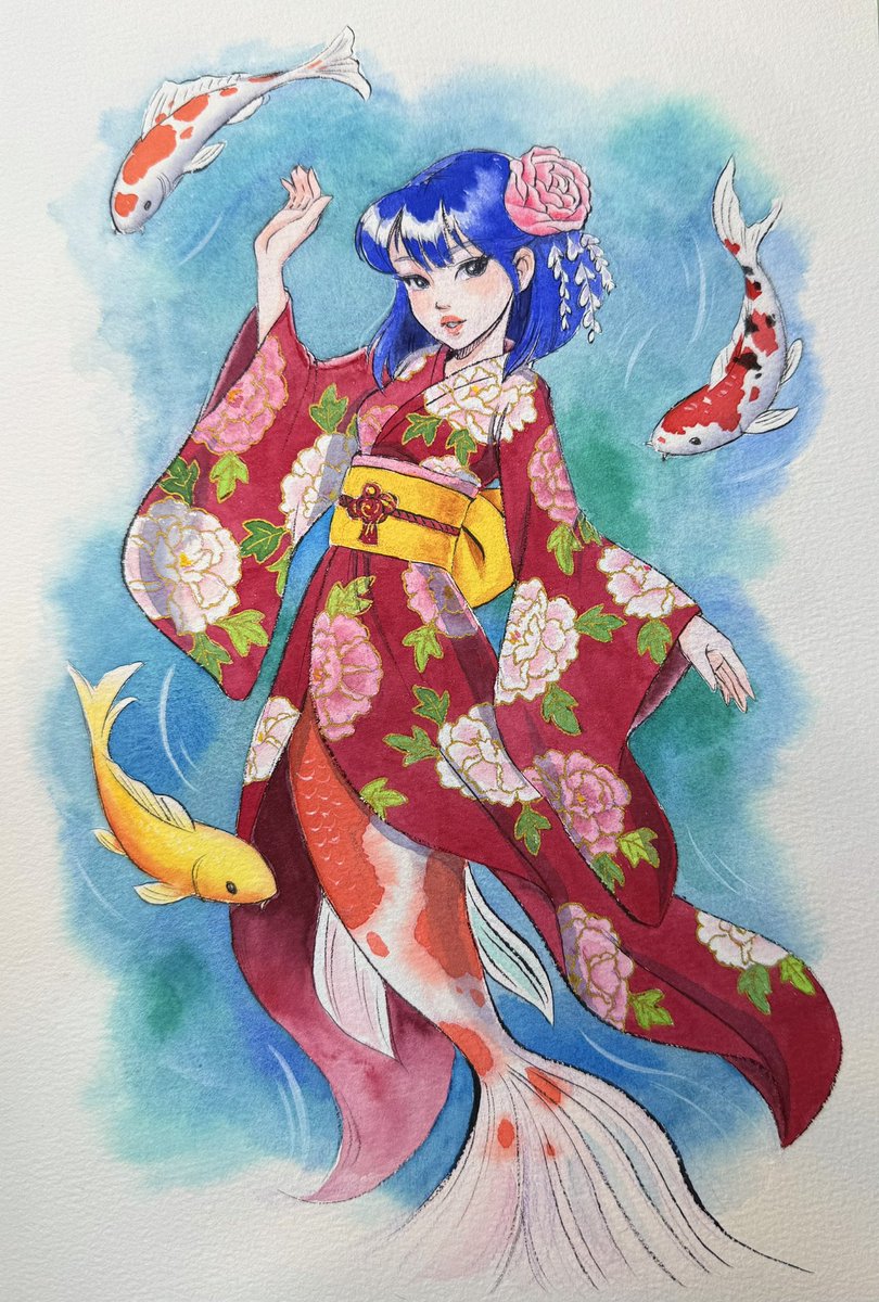 naybacca's tweet image. Just finished my last piece for #mermay2025 I will be bringing bunch of new original paintings including these to SDCC! @SD_Comic_Con @Comic_Con #watercolor