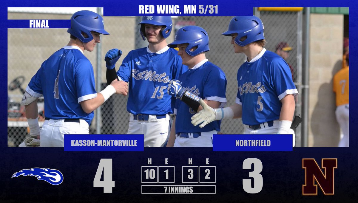 KoMets Baseball (@kometbaseball) on Twitter photo Final: <a href="/GraunkeSam/">Sam Graunke</a> goes CG to send the KoMets to the section finals! KoMets will need to defeat Stewartville twice on Wednesday. Game will start at 5 PM in Red Wing. Final: <a href="/GraunkeSam/">Sam Graunke</a> goes CG to send the KoMets to the section finals! KoMets will need to defeat Stewartville twice on Wednesday. Game will start at 5 PM in Red Wing.