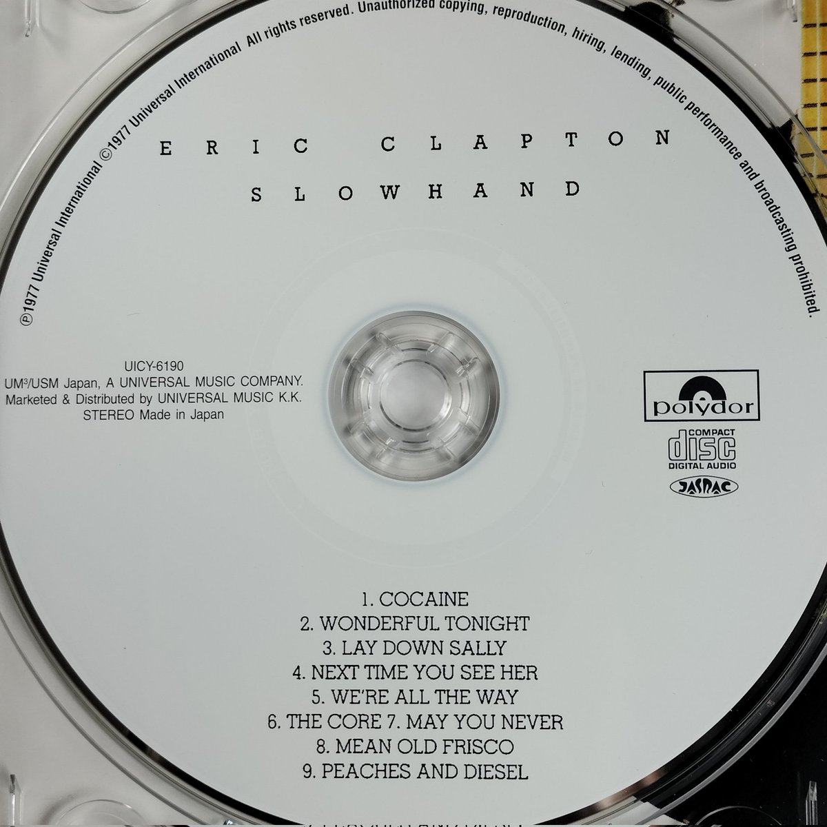Toyskameta's tweet image. 本日の出勤BGMは

ERIC CLAPTON / SLOWHAND

でした

#出勤BGM #ericclapton #slowhand